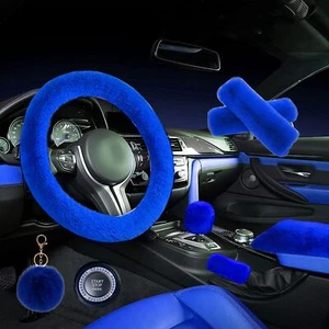 Zynqacc 1 Set 8 Pieces Fluffy Steering Wheel Cover Set,warm Soft Fuzzy - Picture 1 of 7