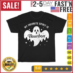 My Favorite Spirit Is Bourbon Funny Boo Ghost Halloween T Shirt Men Women NEW - Picture 1 of 9