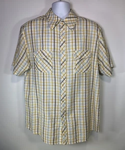 Y-Chrome Men's XL Short Sleeve Multi-Color Gingham Pattern/Pearl Snap Closure - Picture 1 of 14