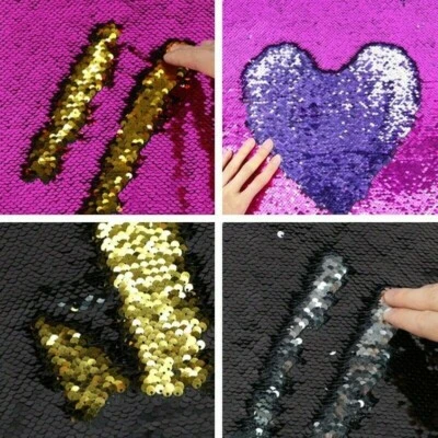 Sequin Fabric Reversible Flip Two Color Shiny Mermaid Material DIY Shirts Crafts - Image 1 of 4