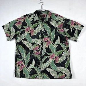 Cooke Street Men's Hawaiian Aloha Shirt XL Floral Black Green Pocket 100% Cotton - Bild 1 von 7