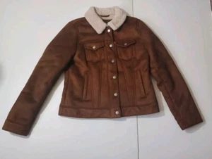 Levi’s Faux Shearling Trucker Jacket Size Small Brown Women’s Zip Front - Picture 1 of 8