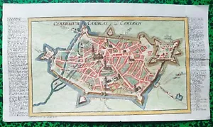 XVIII ème - Dépt 59 - Beau Plan de Cambrai par Gabriel Bodenehr 33 x 19 cm 1720 - Picture 1 of 3