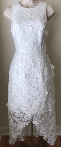 Betsy & Adam Lace Wrap-Front Sheath White Dress NWT Size 2,4 - Picture 1 of 7