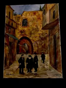Pintura al óleo de Kabishcer Jerusalem Hasidic Men Mea Shearim 12” X 16”, hermosa - Imagen 1 de 5