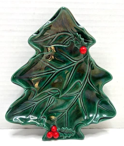 Vintage LEFTON Holly Berry Tree Candy Nut Dish. 7" x 8"--Great Condition - Picture 1 of 7