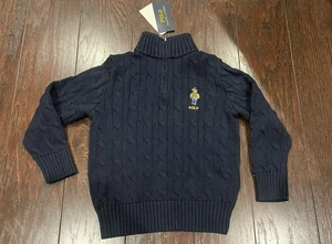 Polo Ralph Lauren Boy Size 4 Polo Bear Quarter-Zip Sweater NEW - Picture 1 of 8