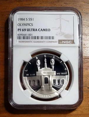 1984-S LA Olympics 90% Silver Dollar Proof NGC PF69 Ultra Cameo - Image 1 of 4