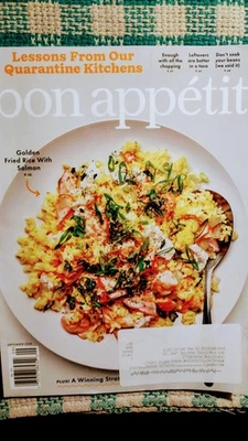 BON APPETIT MAGAZINE SEPTEMBER 2020 GOLDEN FRIED RICE WITH SALMON - Image 1 of 4