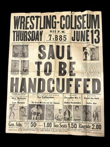 Vintage 1950’s or 1960’s Florida Wrestling Poster Flyer Von Brauner’s Don Curtis - Picture 1 of 6