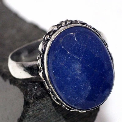 Simulated Sapphire 925 Silver Plated Gemstone Ring US 8.5 Superb Gift JW - Image 1 of 3
