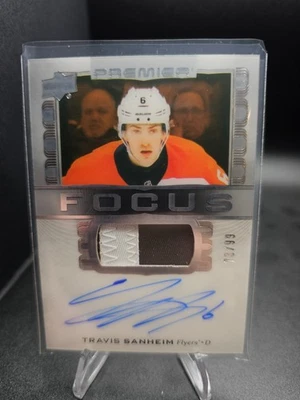 2024-25 UD Premier Travis Sanheim RC 2-Color Player Worn Patch On Card Auto /99 - Image 1 of 2