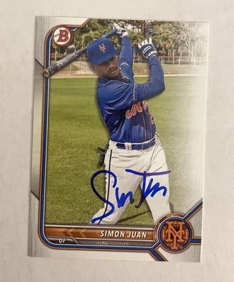 Simon Juan SIGNED 2022 Bowman Draft #BD-52 IP AUTO New York Mets B - Image 1 of 2