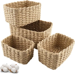 Cestino Portaoggetti, 4 Pack Organizzatore Bagno Impilabile, Può Essere Utilizza - Foto 1 di 12