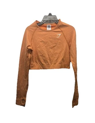 Gymshark Vital 无痕橙色长袖裁剪上衣,尺寸 M — 第 1/4 张图片