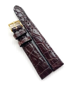 16 mm Genuine Real Croc Skin Leather Dark Brown Watch Strap Watch Band - Picture 1 of 4