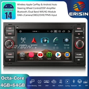 DAB+Android 14 Car Radio SatNav CarPlay Ford Fiesta Focus Transit C/S-Max Galaxy - Picture 1 of 22