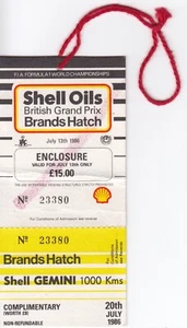 1986 marcas GP británicas escotilla F1 recinto original pase entrada boleto Mansell Win - Imagen 1 de 2