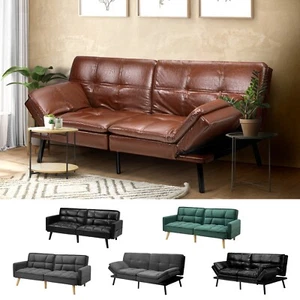 Oikiture Sofa Bed Futon Convertible Lounge 3 Seater Recliner Adjustable Couch - Picture 1 of 80
