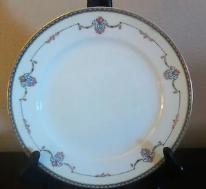 Noritake Laureate Dinner Plate Blue Border Floral Swags Gold Trim - Picture 1 of 4