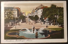AK Mannheim Heidelberger Straße Brunnen Straßenbahn Farblitho gelaufen ca. 1920
