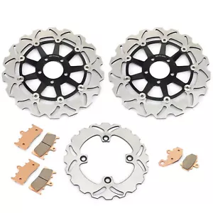 Front Rear Brake Rotors Pads For Kawasaki Ninja ZX6R 1998 1999 2000 2001 2002 - Picture 1 of 12
