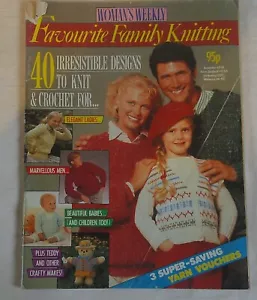 Vintage 80s Womans Weekly Favourite Family Knitting Pattern Fashion Style Teddy - Picture 1 of 14
