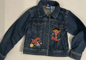 Vintage Dora the Explorer Denim Jean Jacket (6) Nick Jr. Removable  fur collar. - Picture 1 of 6
