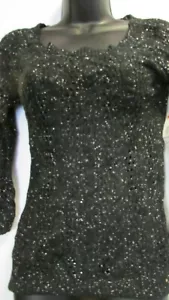 New Junior's Size XL Dream Out Loud Black Glitter Long Sleeve Top Serena Gomez - Picture 1 of 7