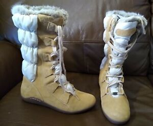 Timberland Women's Light Brown Suede Faux Fur Tall Boots Sz UK 8 NEW