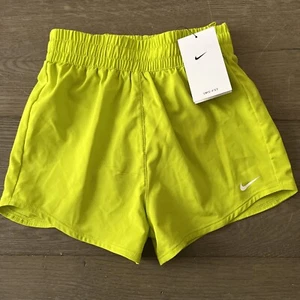 Girl’s Nike Dri-Fit High-Waisted Woven Training Shorts Neon Lime Size S/P - Picture 1 of 3