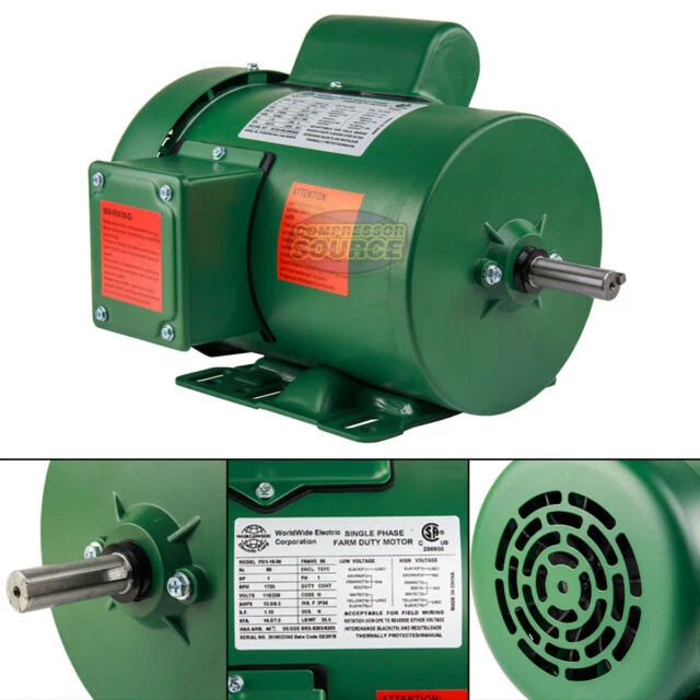 WorldWide Electric FM1-18-56 1HP 1-Phase 115/230V 1725RPM Farm Duty Motor