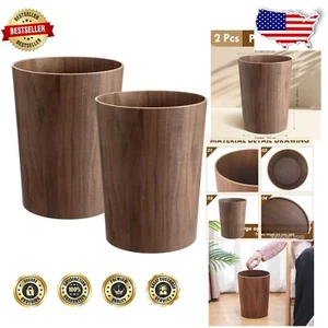 Stylish 2.3 Gallon Wood Trash Can - Decorative Waste Bins for Any Room - Picture 1 of 9