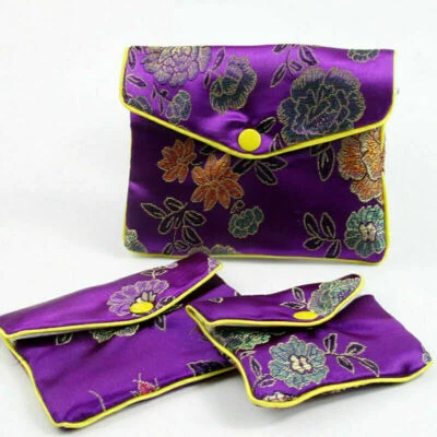 Bolsa de almacenamiento de joyas bolsa de almacenamiento de joyas con bordado de seda brocado chino 1 pieza Foto 1 de 4