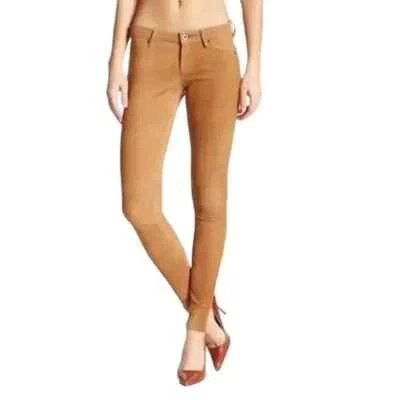 $998 Adriano Goldschmied Legging Super Skinny in Hazelnut Suede Leather Pants 29 - Image 1 of 4