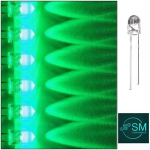 100pcs 3mm GREEN F3 LED Clear Round Top No Edge Short Lead Light Emitting Diode - Picture 1 of 4