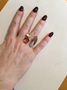 NWOT  ABS by Allen Schwartz gold tone stone ring size 7 SAMPLE not signed B25 - Picture 1 of 6