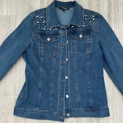 Chaqueta Denim Chadwick’s Of Boston Mujer’s Talla Pequeña S Detalles Perla Atemporal Foto 1 de 4