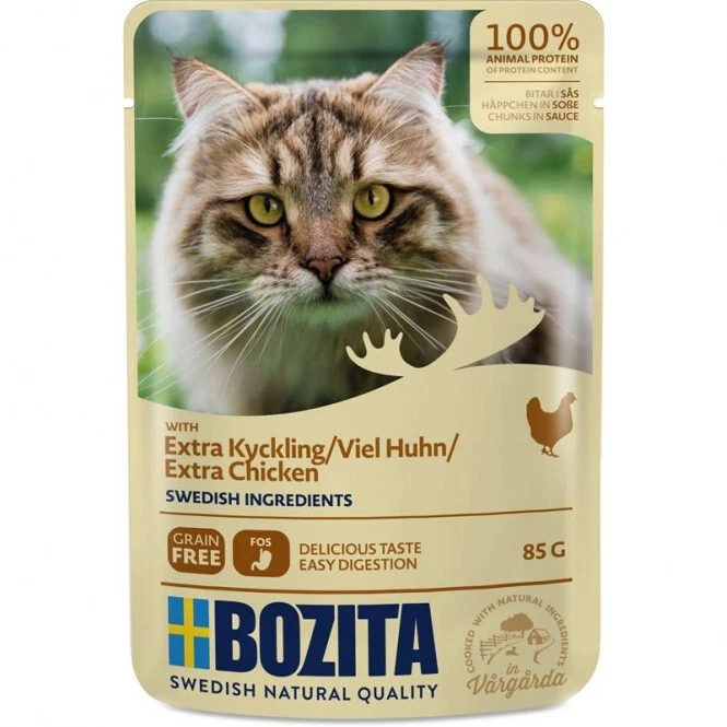 Bozita Pouch Häppchen in Soße mit viel Hühnchen 12 x 85g (EUR 22,05 / kg) - Bild 1 von 1