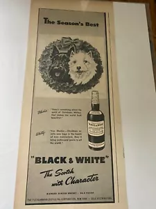Pubblicità Vintage 1948 B&W Whiskey Il Miglior Cane Scozzese della Stagione Nella Corona di Natale - Foto 1 di 1