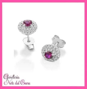 ORECCHINI IN ORO BIANCO 18K CON VERI RUBINI E DIAMANTI NATURALI 1.28 CARATI - Picture 1 of 1