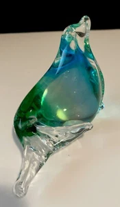 FIGURINA VINTAGE TAIWAN BLU E VERDE CRISTALLO TRASPARENTE SIGILLO ALTEZZA 3,5" X 5" LUNGHEZZA - Foto 1 di 11