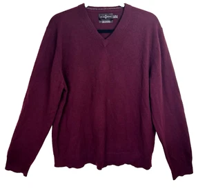 Maglione Cashmere Nero Marrone 1826 Uomo L Marrone Outdoor Preppy Scollo V Lungo Slv - Foto 1 di 3