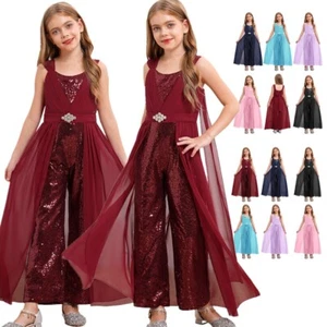 Girls Wide Leg Jumpsuit Graceful Sequin Jumpsuit Elegant Backless Jumpsuit - Picture 1 of 70