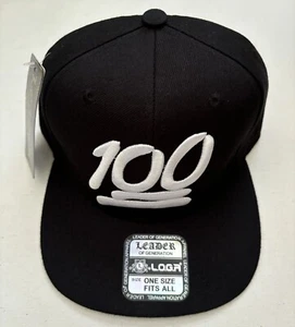 100 One Hundred Black & White Emoji Emoticon Snapback Hat Cap Flat Bill NEW LOGA - Picture 1 of 4