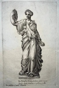 Ninphis Dianae Ibidem Nigro GRAVUR Antiquarum Statuarum STATUE ROM XVII° (?) - Bild 1 von 3