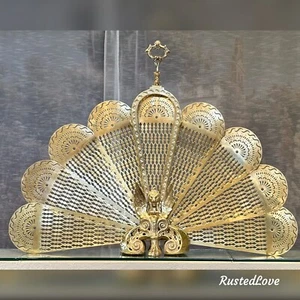 "Chimenea Plegable De Colección Gárgola ""Pavo Real"" Pantalla Plegable Vintage Victoriana - Imagen 1 de 11