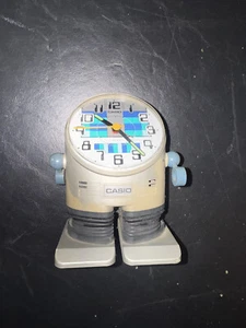 Vintage Casio AC-100 Robot Alarm Clock Silver/Grey Body White Front JAPAN ho1 - Picture 1 of 3