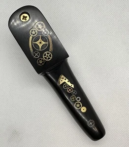 Tubo de bolsillo - Hecho a mano, con tapas - Steampunk - Engranajes - Piezas de reloj - Madera de ébano - Imagen 1 de 8