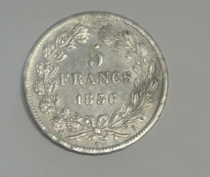 LOUIS PHILIPPE TRES RARE SUP ++ 5 FR ARGENT SILVER 1836 B = ROUEN - Picture 1 of 2